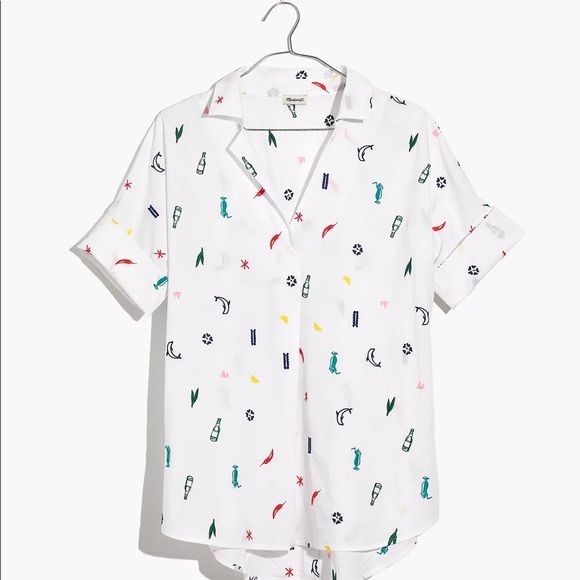 Madewell Summer Friday Embroidered Courier Button-Back Shirt - Picture 3 of 8